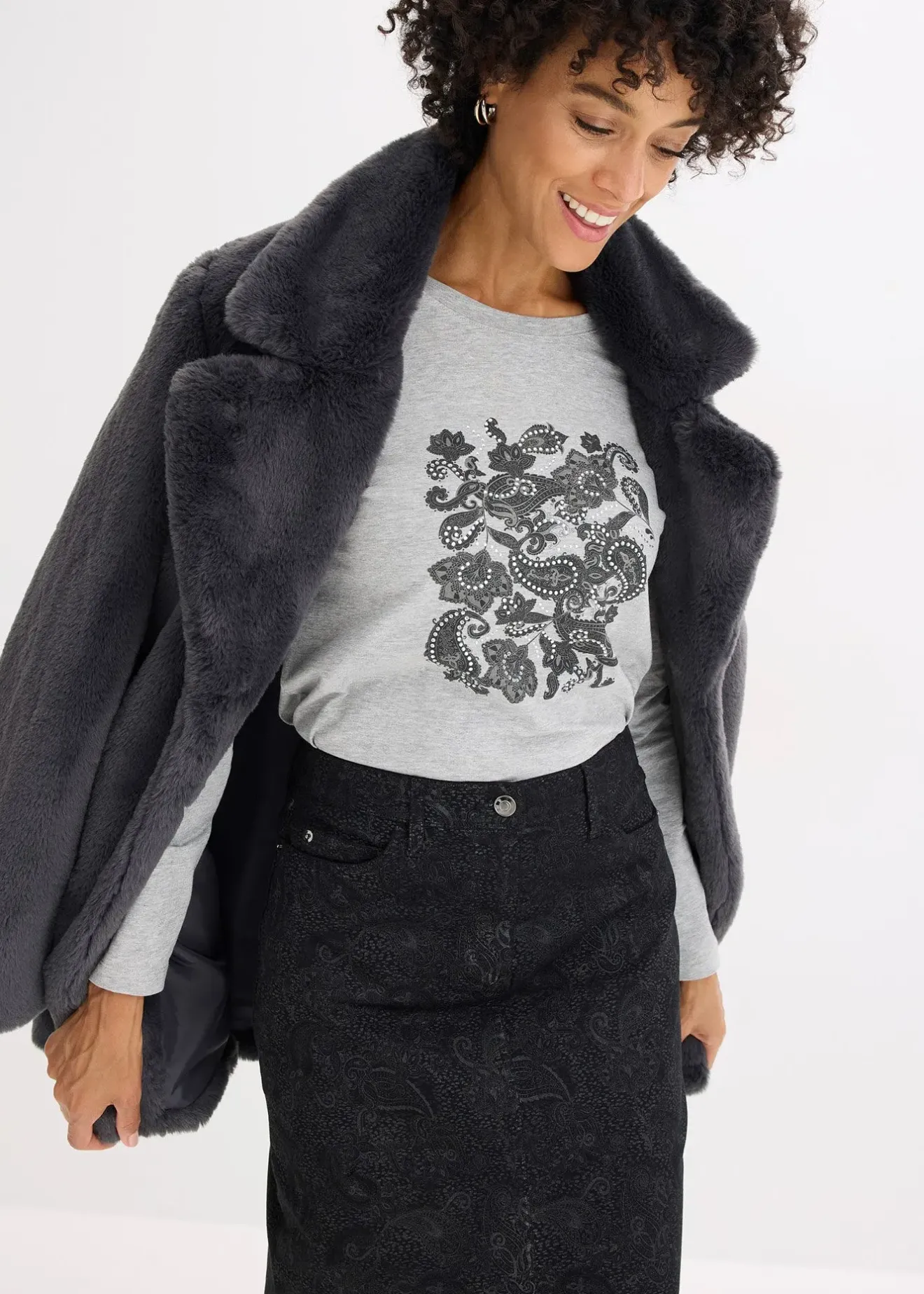 bonprix T-shirt manches longues à imprimé|Femme T-Shirts & Tops