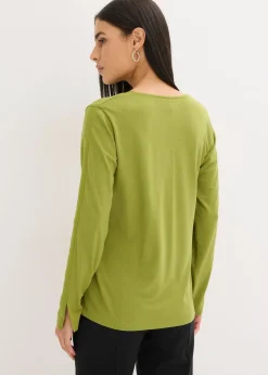 Femme bonprix T-Shirts & Tops|T-shirt manches longues avec empiècement satin