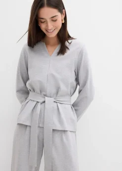 Femme bonprix T-Shirts & Tops|T-shirt manches longues avec lien à nouer, viscose majoritaire