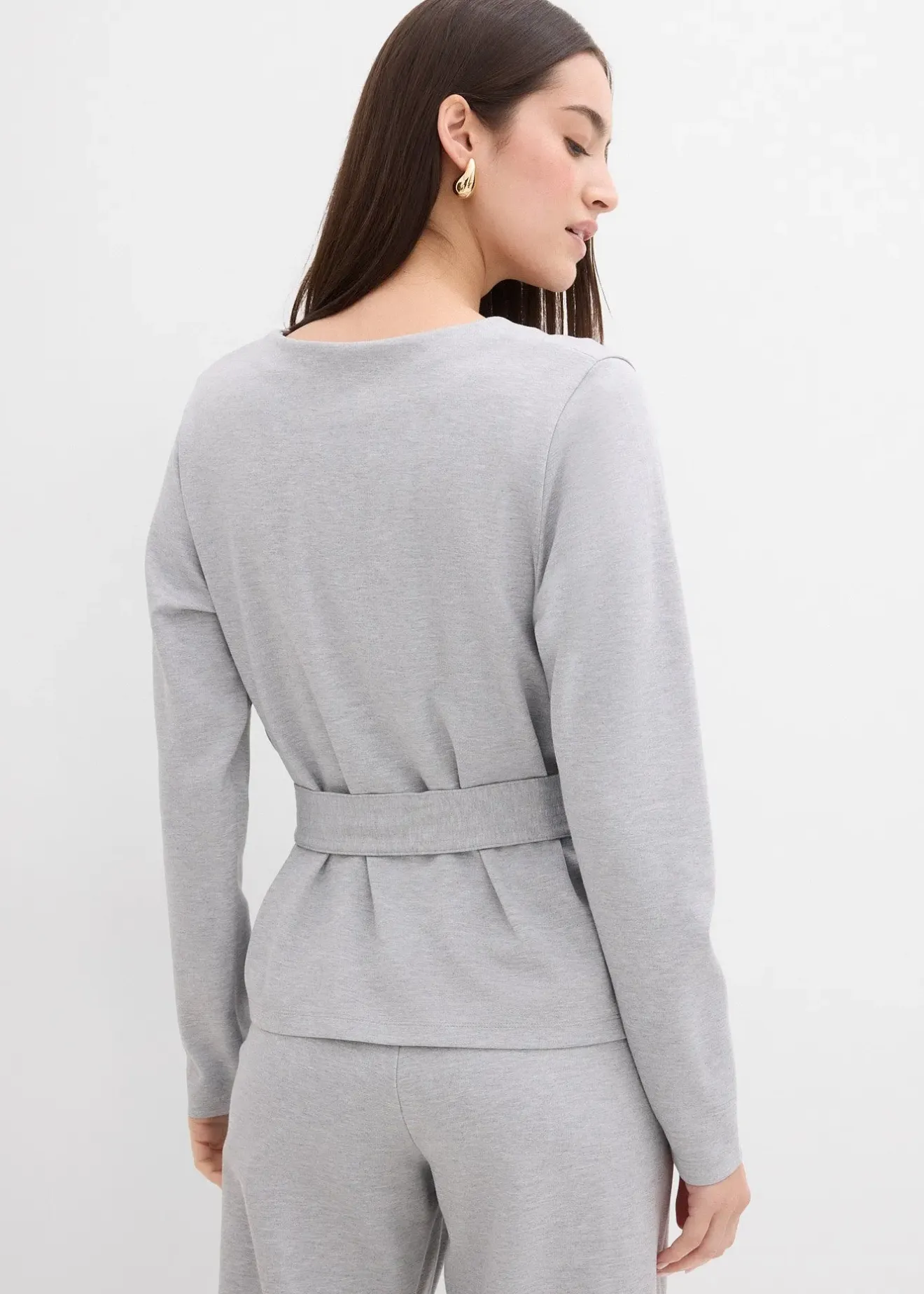 Femme bonprix T-Shirts & Tops|T-shirt manches longues avec lien à nouer, viscose majoritaire