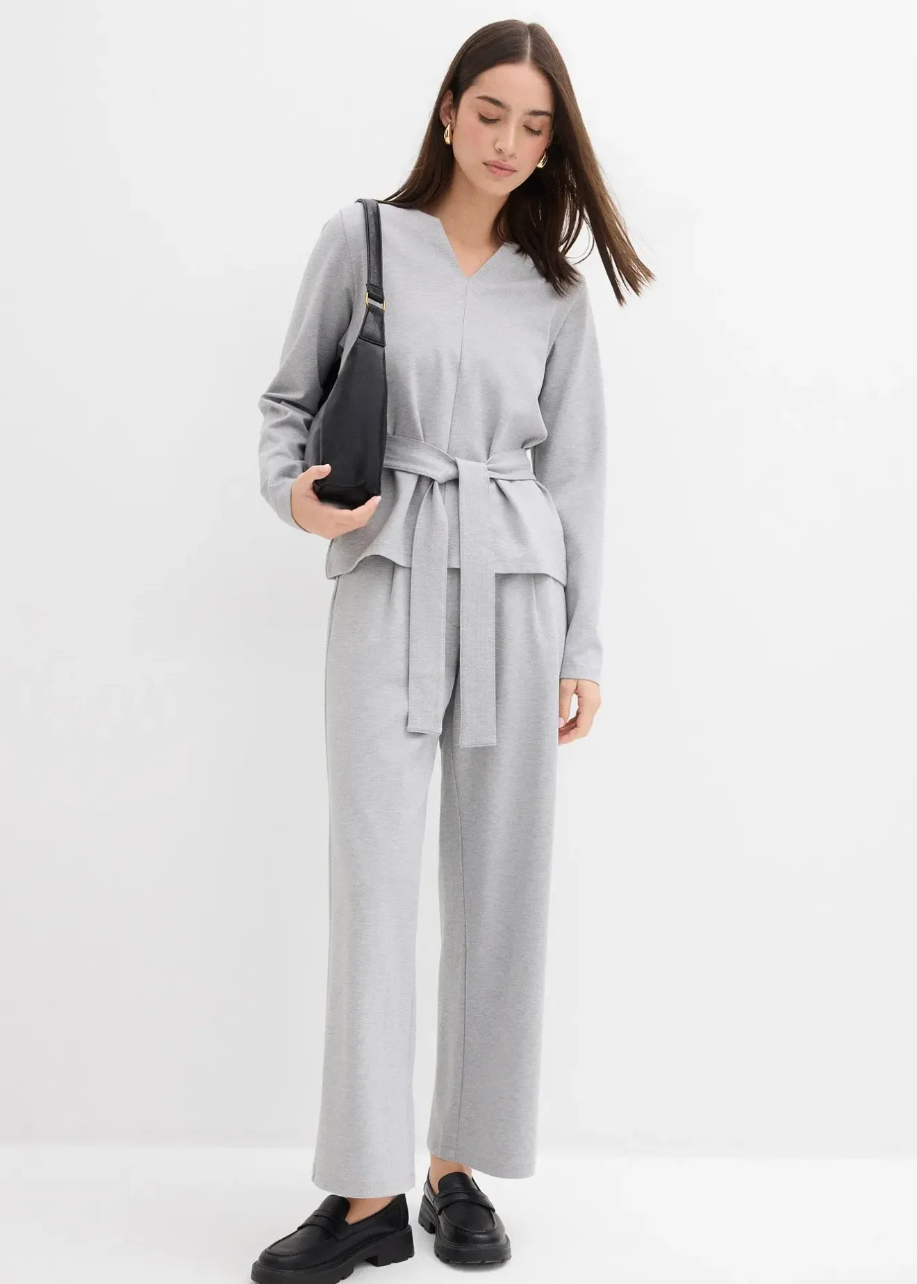 Femme bonprix T-Shirts & Tops|T-shirt manches longues avec lien à nouer, viscose majoritaire