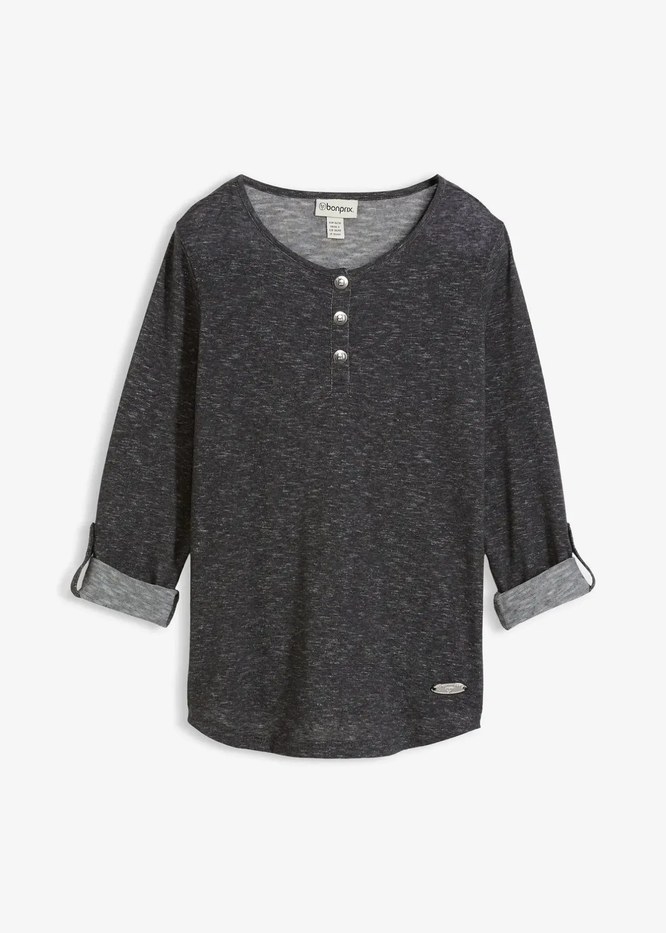 bonprix T-shirt manches longues avec patte de boutonnage|Femme T-Shirts & Tops