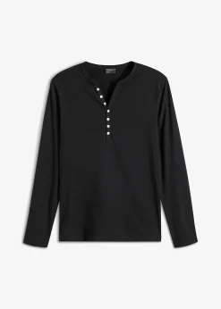 Homme bonprix T-Shirts & Polos|T-shirt manches longues col tunisien 100% coton, slim