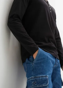 Homme bonprix T-Shirts & Polos|T-shirt manches longues col tunisien 100% coton, slim