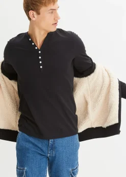 Homme bonprix T-Shirts & Polos|T-shirt manches longues col tunisien 100% coton, slim