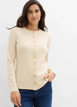 bonprix T-shirt manches longues côtelé|Femme Basiques|T-Shirts & Tops