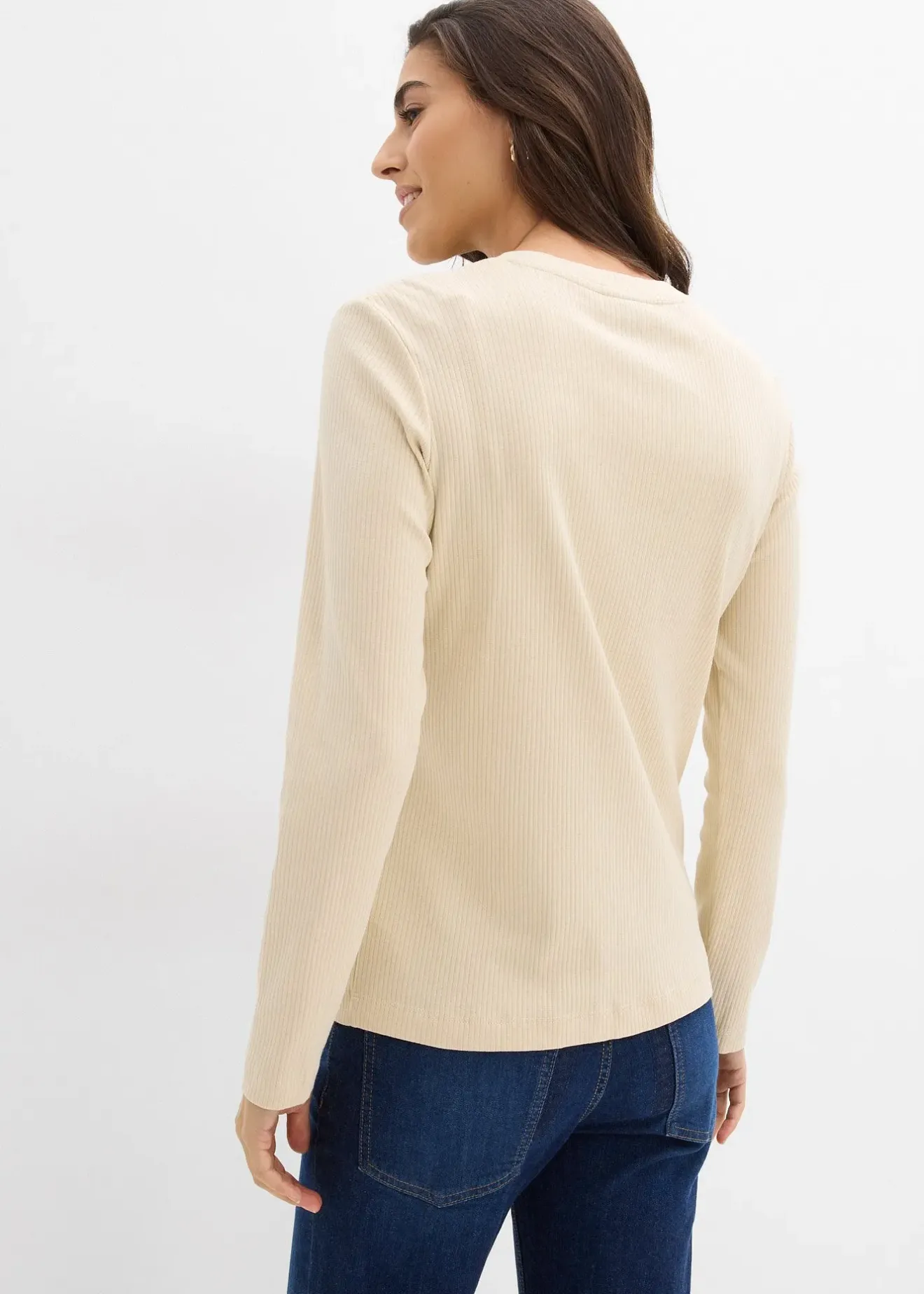 bonprix T-shirt manches longues côtelé|Femme Basiques|T-Shirts & Tops