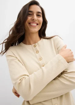 bonprix T-shirt manches longues côtelé|Femme Basiques|T-Shirts & Tops