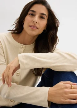 bonprix T-shirt manches longues côtelé|Femme Basiques|T-Shirts & Tops