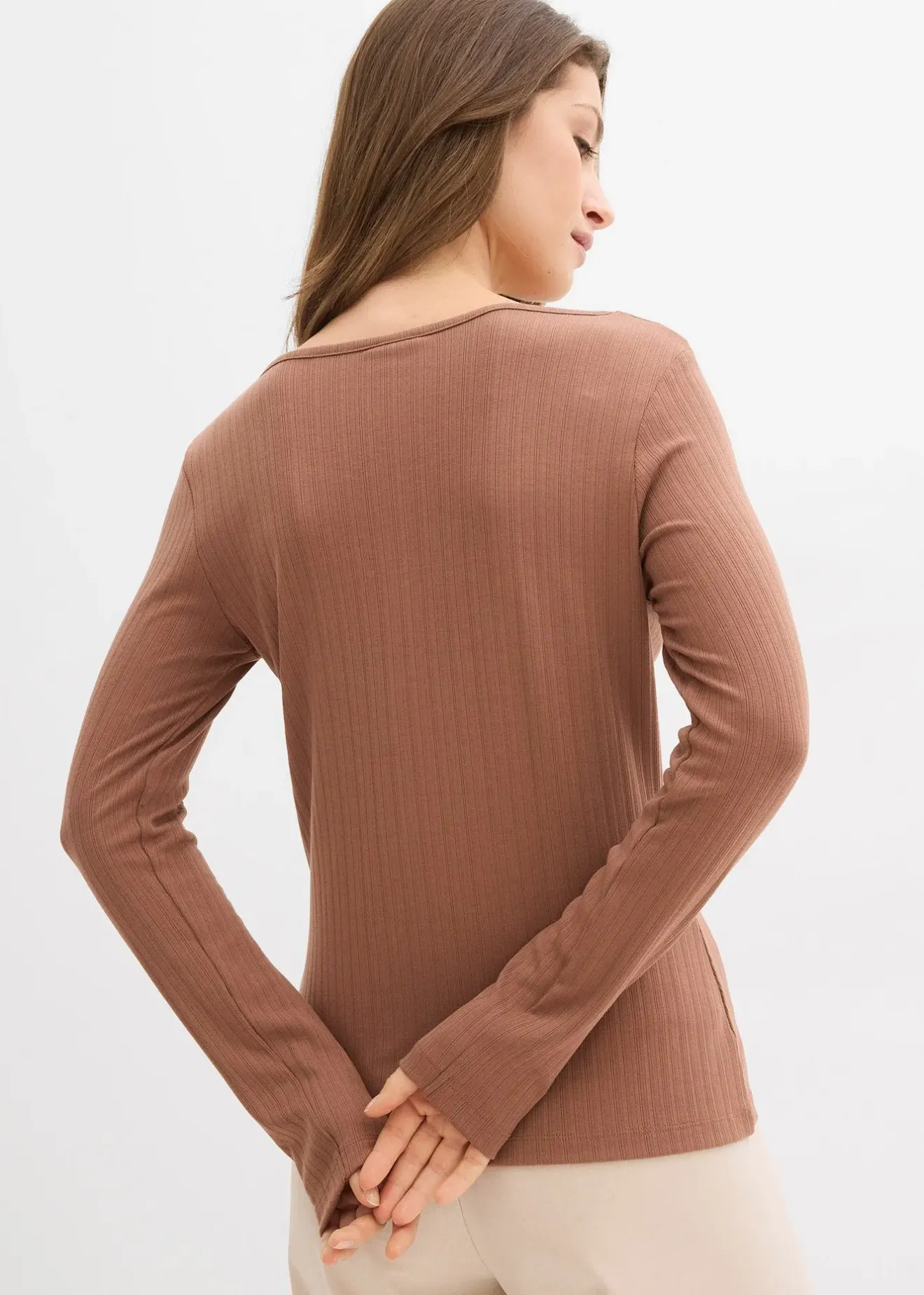 bonprix T-shirt manches longues côtelé|Femme Basiques|T-Shirts & Tops