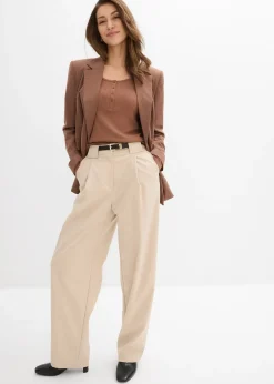 bonprix T-shirt manches longues côtelé|Femme Basiques|T-Shirts & Tops