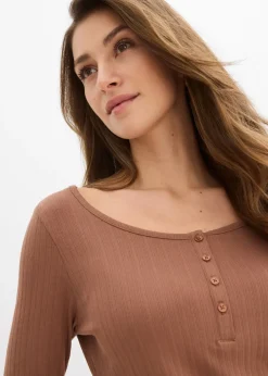 bonprix T-shirt manches longues côtelé|Femme Basiques|T-Shirts & Tops