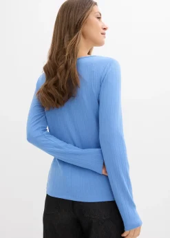 bonprix T-shirt manches longues côtelé|Femme Basiques|T-Shirts & Tops