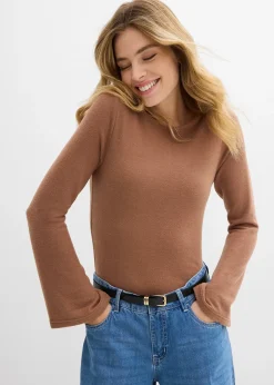 bonprix T-shirt manches longues doux en viscose mélangée|Femme T-Shirts & Tops