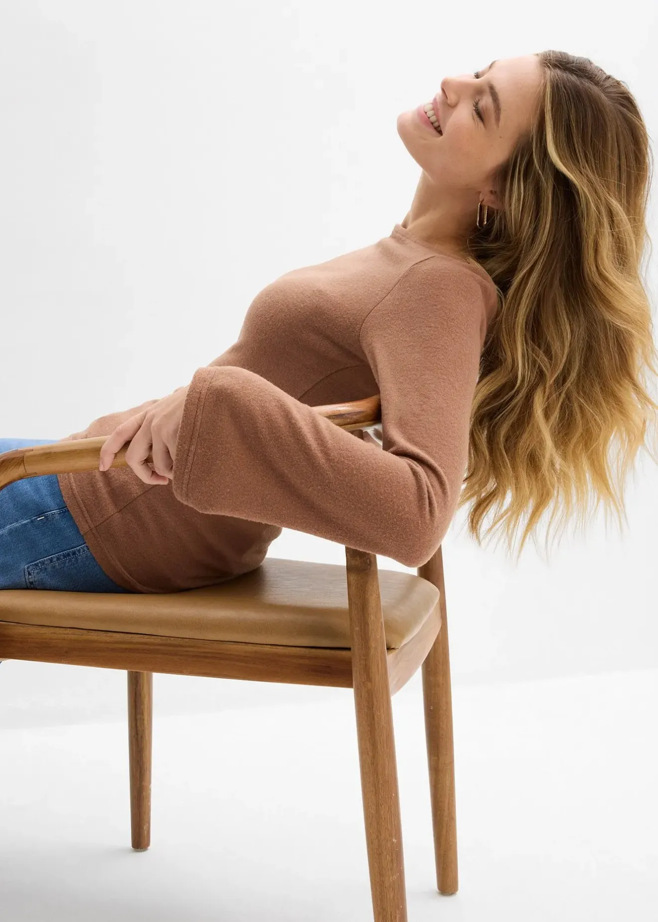 bonprix T-shirt manches longues doux en viscose mélangée|Femme T-Shirts & Tops