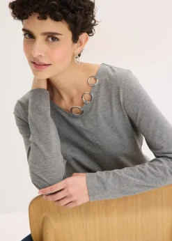 Femme bonprix T-Shirts & Tops|T-shirt manches longues détails œillets