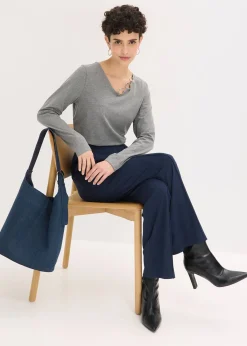 Femme bonprix T-Shirts & Tops|T-shirt manches longues détails œillets