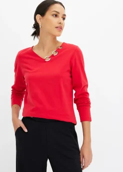 bonprix T-shirt manches longues détails œillets|Femme T-Shirts & Tops