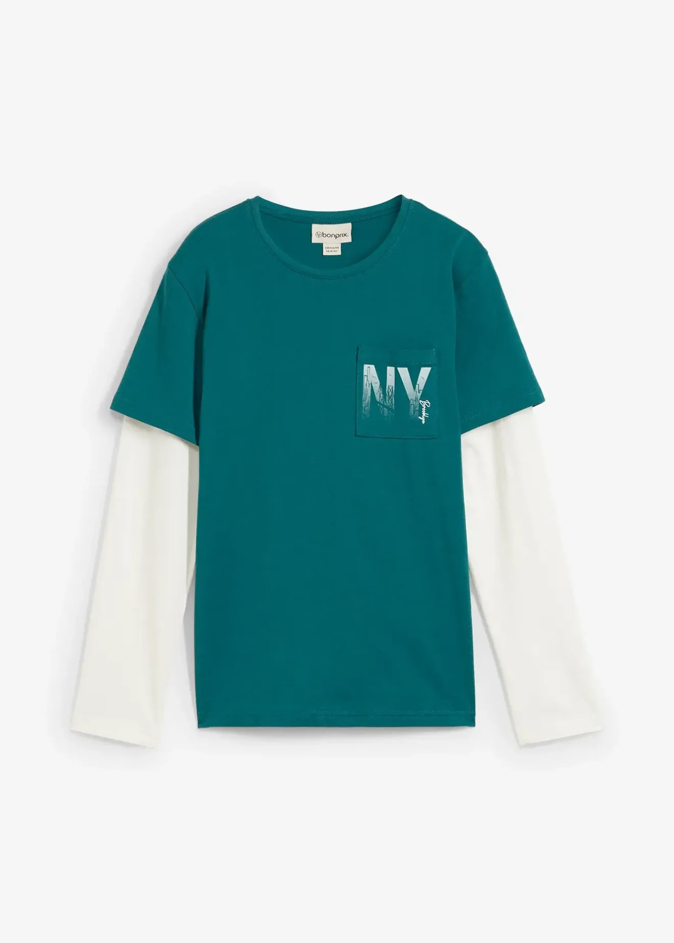 bonprix T-shirt manches longues effet superposition, 100% coton|Enfant Vêtements Enfant|Garçons 9-16 Ans·T-Shirts