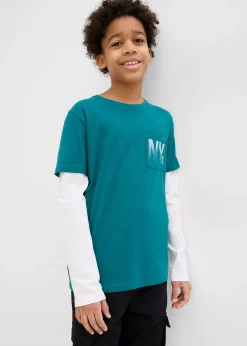 bonprix T-shirt manches longues effet superposition, 100% coton|Enfant Vêtements Enfant|Garçons 9-16 Ans·T-Shirts