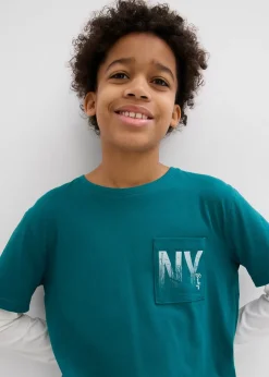 bonprix T-shirt manches longues effet superposition, 100% coton|Enfant Vêtements Enfant|Garçons 9-16 Ans·T-Shirts