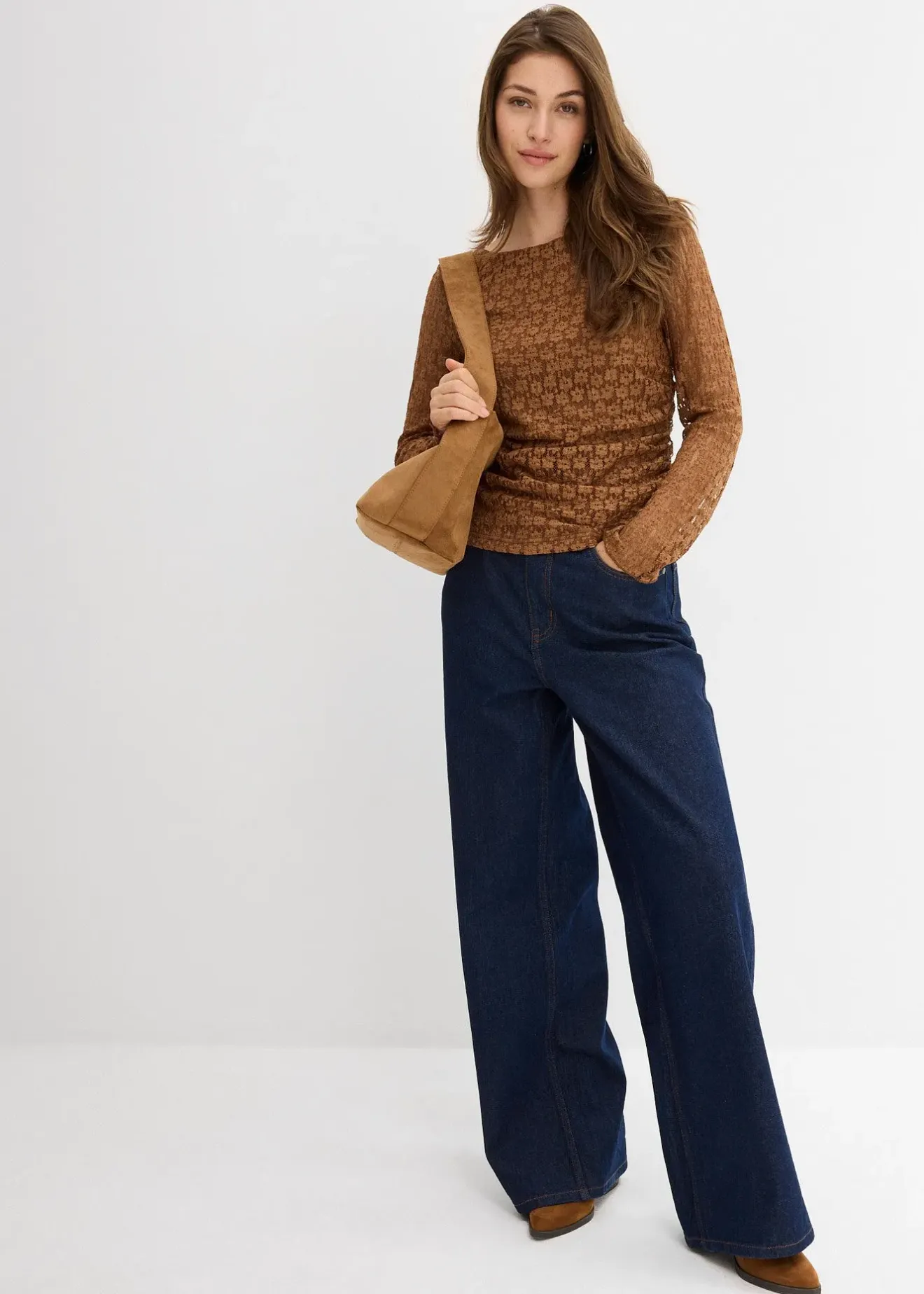 bonprix T-shirt manches longues en dentelle|Femme T-Shirts & Tops