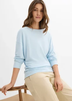 bonprix T-shirt manches longues en Punto di Roma confortable|Femme T-Shirts & Tops