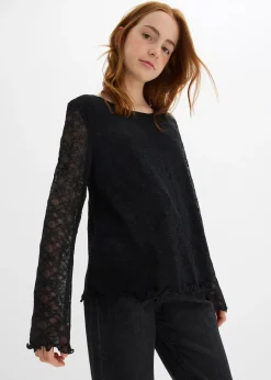 Enfant bonprix Vêtements Enfant|Filles 9-16 Ans·T-Shirts & Chemisiers|T-shirt manches longues en dentelle