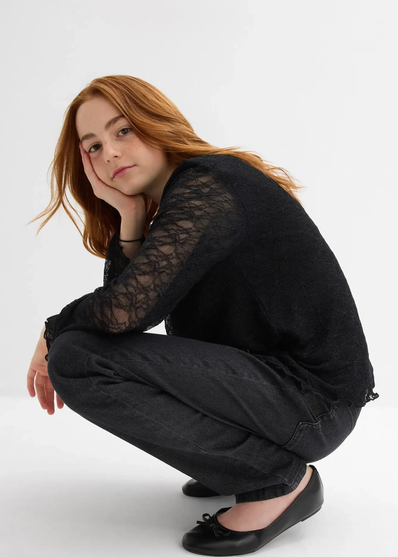 Enfant bonprix Vêtements Enfant|Filles 9-16 Ans·T-Shirts & Chemisiers|T-shirt manches longues en dentelle