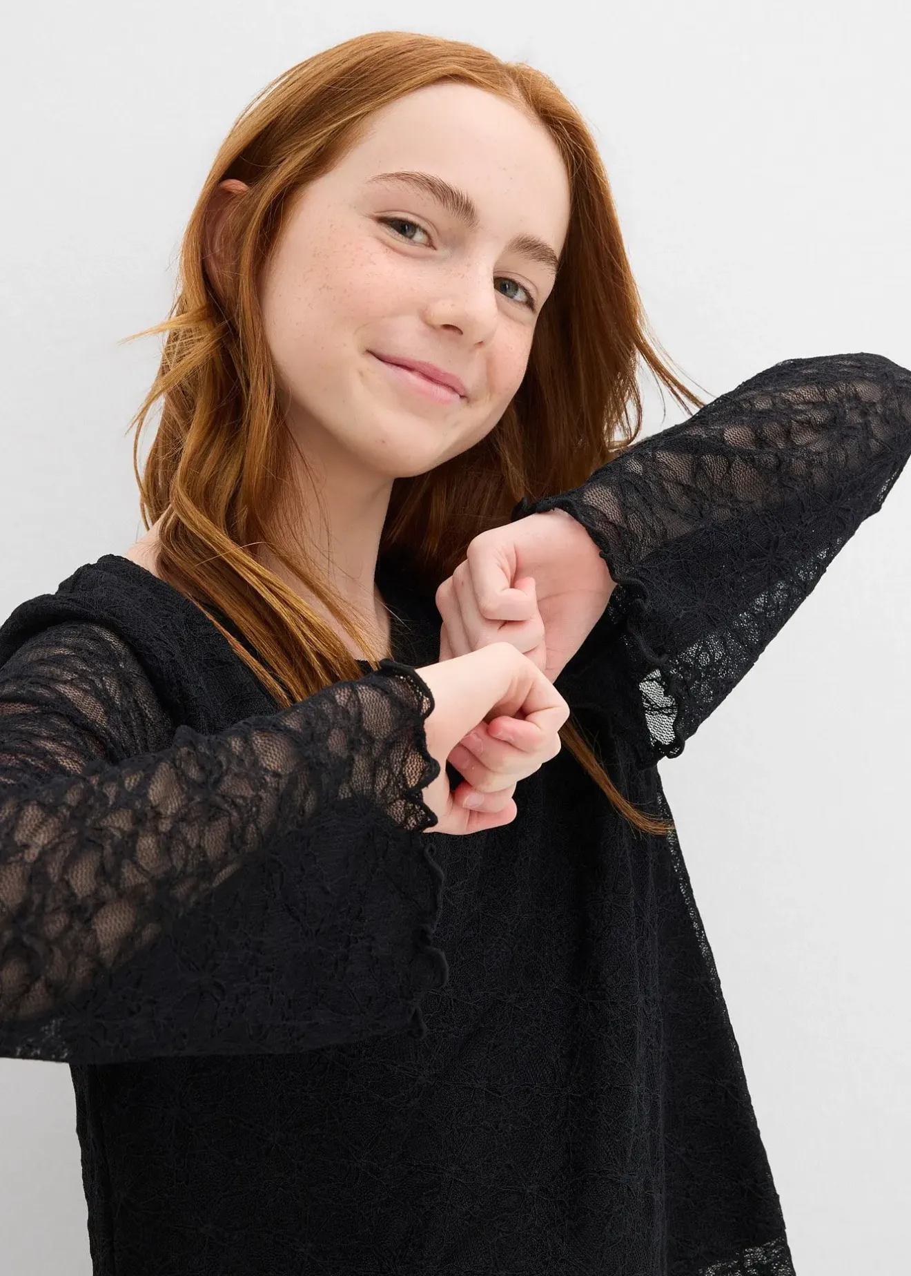 Enfant bonprix Vêtements Enfant|Filles 9-16 Ans·T-Shirts & Chemisiers|T-shirt manches longues en dentelle