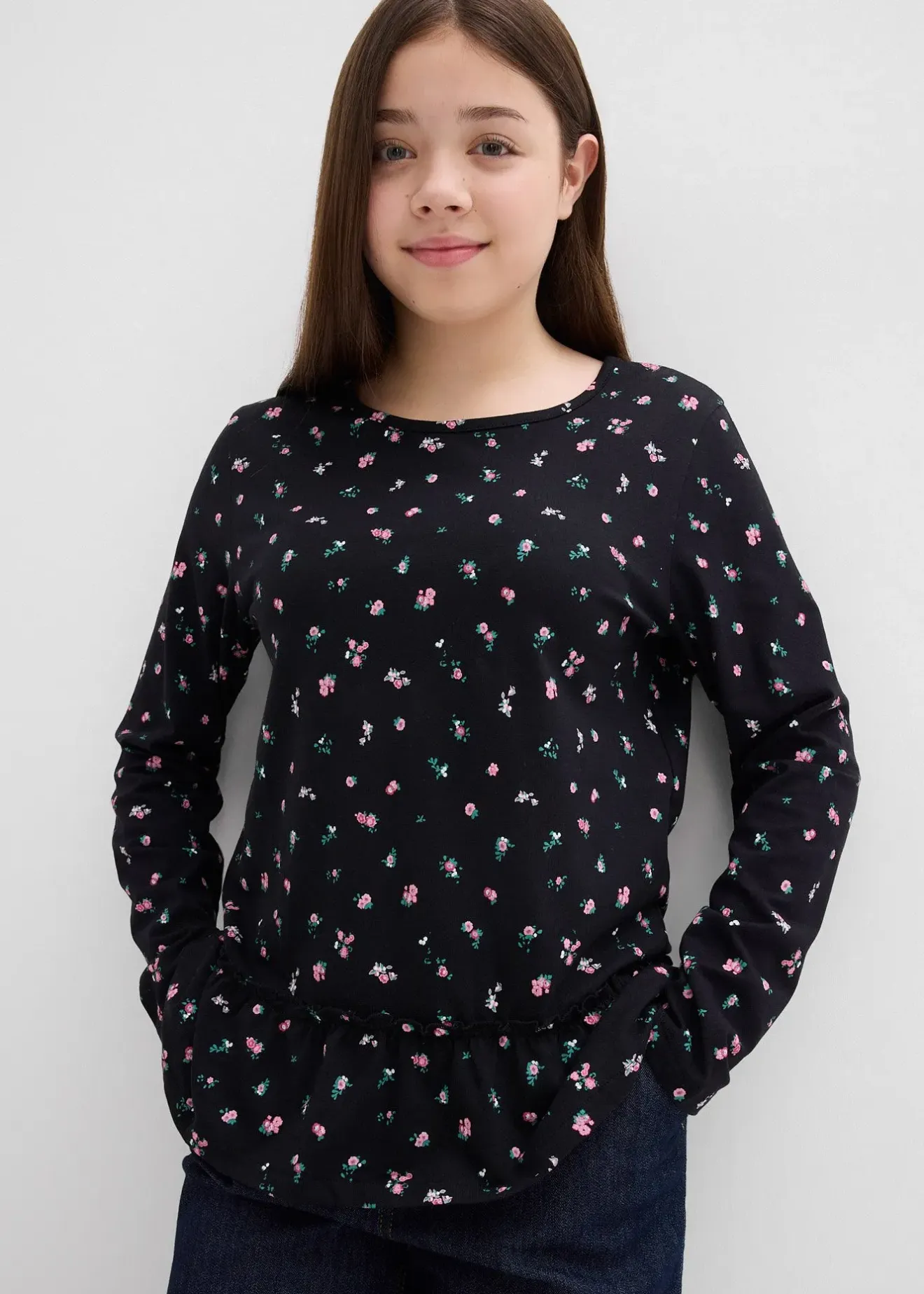 Enfant bonprix Vêtements Enfant|Filles 9-16 Ans·T-Shirts & Chemisiers|T-shirt manches longues en coton extensible