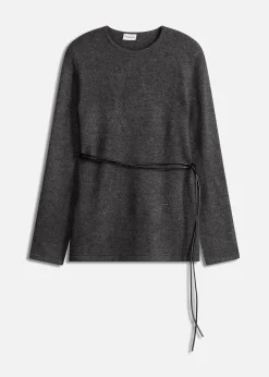 bonprix T-shirt manches longues en maille avec ceinture à nouer|Femme Maille|T-Shirts & Tops