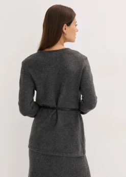 bonprix T-shirt manches longues en maille avec ceinture à nouer|Femme Maille|T-Shirts & Tops