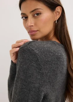 bonprix T-shirt manches longues en maille avec ceinture à nouer|Femme Maille|T-Shirts & Tops