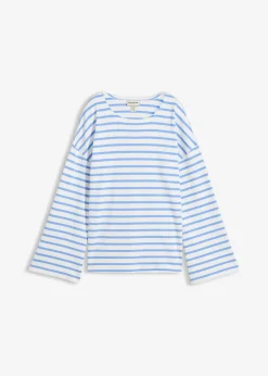 bonprix T-shirt manches longues rayé en coton|Femme T-Shirts & Tops