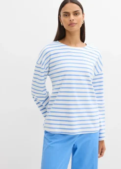 bonprix T-shirt manches longues rayé en coton|Femme T-Shirts & Tops