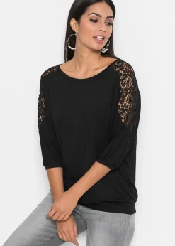 bonprix T-shirt oversize en viscose et dentelle|Femme T-Shirts & Tops