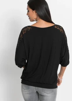 bonprix T-shirt oversize en viscose et dentelle|Femme T-Shirts & Tops
