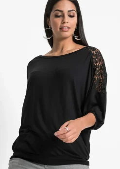 bonprix T-shirt oversize en viscose et dentelle|Femme T-Shirts & Tops