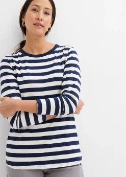 bonprix T-shirt rayé 100% coton|Femme Basiques|T-Shirts & Tops