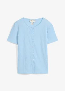 Femme bonprix T-Shirts & Tops|T-shirt texturé et boutonné