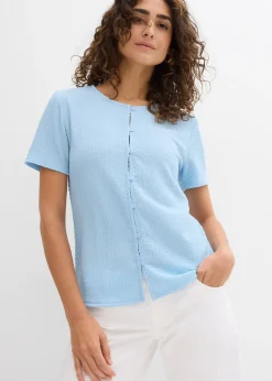 Femme bonprix T-Shirts & Tops|T-shirt texturé et boutonné