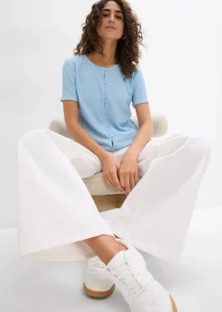 Femme bonprix T-Shirts & Tops|T-shirt texturé et boutonné