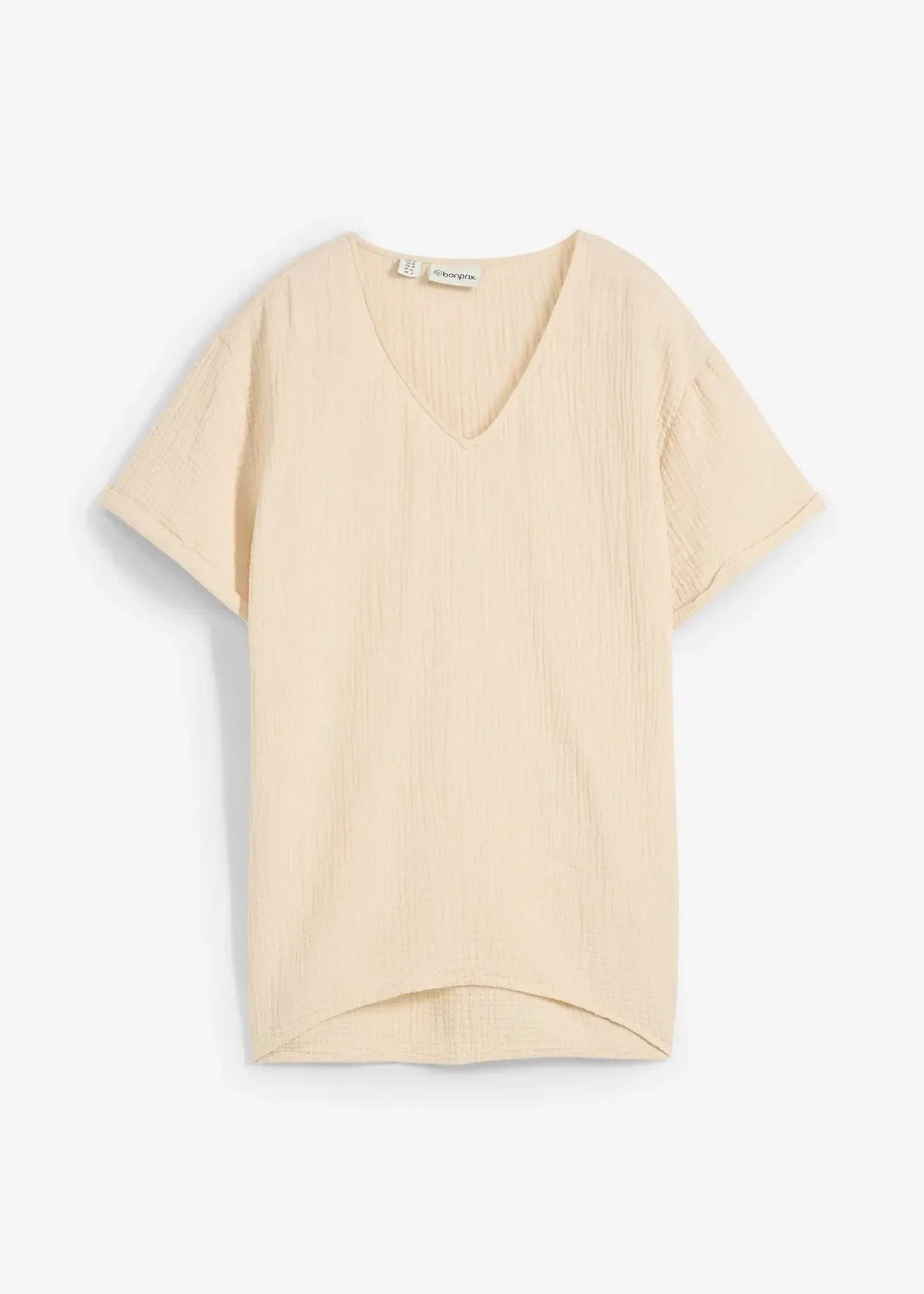 bonprix Tunique à manches courtes en gaze de coton|Femme Chemisiers