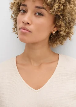 bonprix Tunique à manches courtes en gaze de coton|Femme Chemisiers