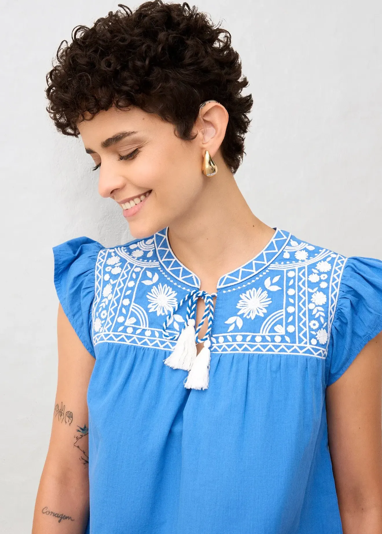 bonprix Tunique brodée avec de la soie|Femme Premium|Chemisiers