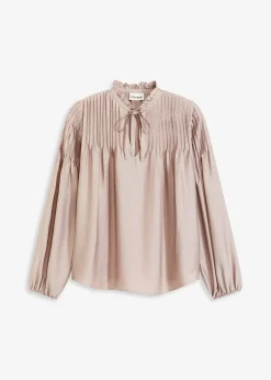bonprix Tunique en satin brillant avec plis religieuse|Femme Chemisiers