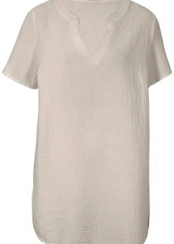Femme bonprix Chemisiers|Tunique longue en gaze 100% coton