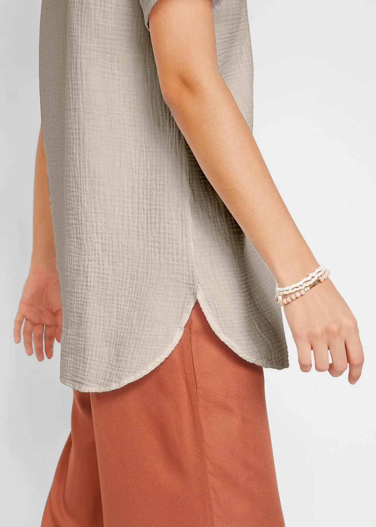 Femme bonprix Chemisiers|Tunique longue en gaze 100% coton