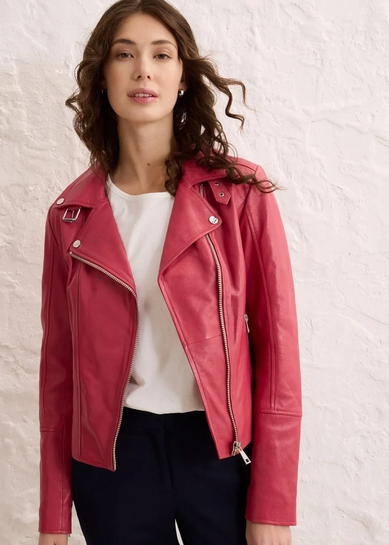 bonprix Veste biker en cuir nappa d’agneau|Femme Premium|Vestes & Manteaux